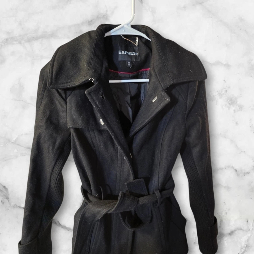 Express Women's Elegant Black Trench Coat